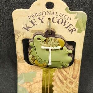 Letter T Personalized Key Cover with Leaf Design